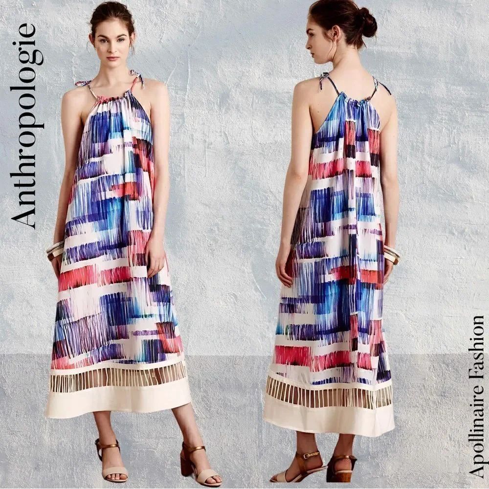 ANTHROPOLOGIE BY SACHIN BABI SONORA WATERCOLOR MAXI DRESS NEW LARGE